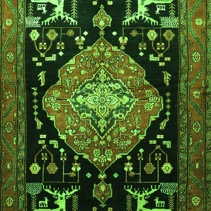 Serging Thickness of Machine Washable Animal Green Traditional Area Rugs, wshtr1110grn