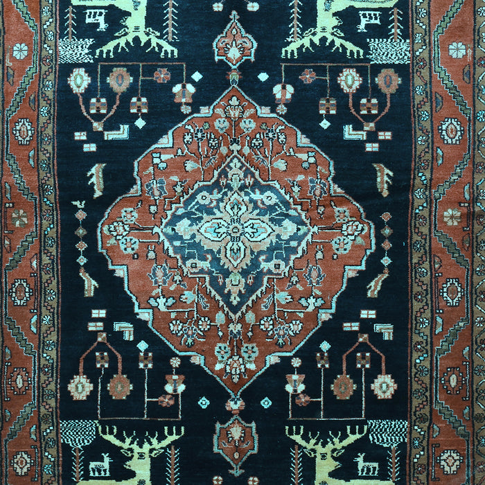 Machine Washable Animal Light Blue Traditional Rug, wshtr1110lblu