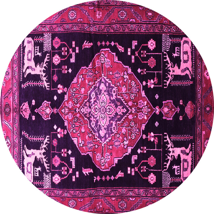 Round Machine Washable Animal Pink Traditional Rug, wshtr1110pnk