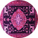 Round Machine Washable Animal Pink Traditional Rug, wshtr1110pnk