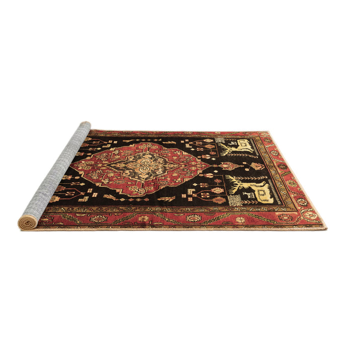 Sideview of Machine Washable Animal Brown Traditional Rug, wshtr1110brn