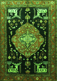 Animal Green Traditional Rug, tr1110grn