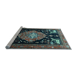 Sideview of Machine Washable Animal Light Blue Traditional Rug, wshtr1110lblu