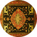 Round Animal Yellow Traditional Rug, tr1110yw