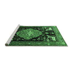 Sideview of Machine Washable Animal Emerald Green Traditional Area Rugs, wshtr1110emgrn