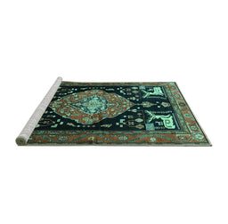 Sideview of Machine Washable Animal Turquoise Traditional Area Rugs, wshtr1110turq