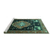 Sideview of Machine Washable Animal Turquoise Traditional Area Rugs, wshtr1110turq