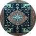 Round Animal Light Blue Traditional Rug, tr1110lblu