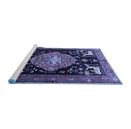 Sideview of Machine Washable Animal Blue Traditional Rug, wshtr1110blu