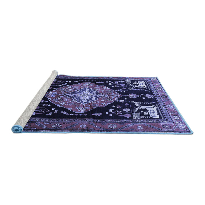 Sideview of Machine Washable Animal Blue Traditional Rug, wshtr1110blu
