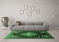 Machine Washable Animal Emerald Green Traditional Rug, wshtr1110emgrn