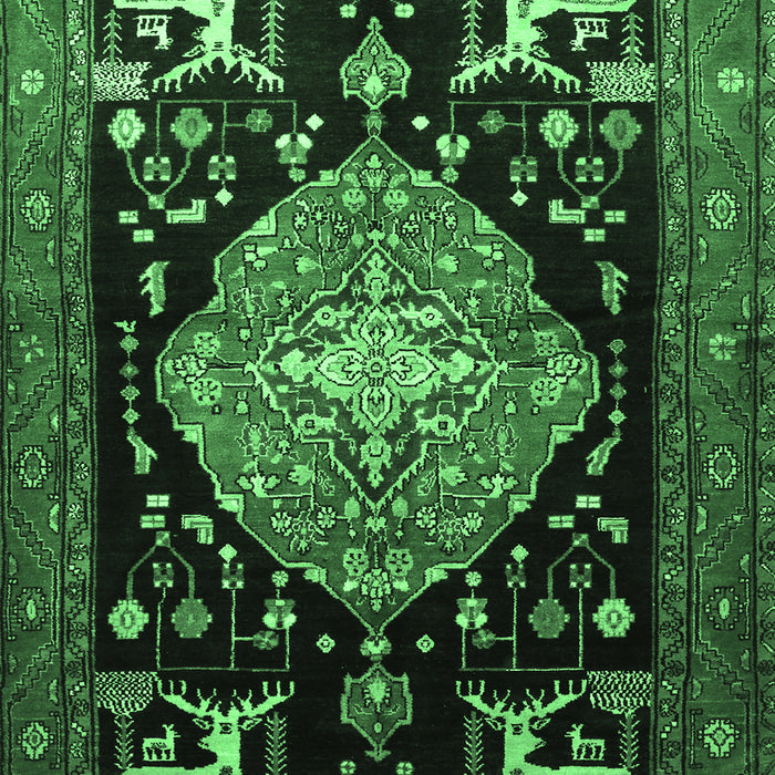 Machine Washable Animal Emerald Green Traditional Area Rugs, wshtr1110emgrn