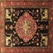 Square Animal Brown Traditional Rug, tr1110brn