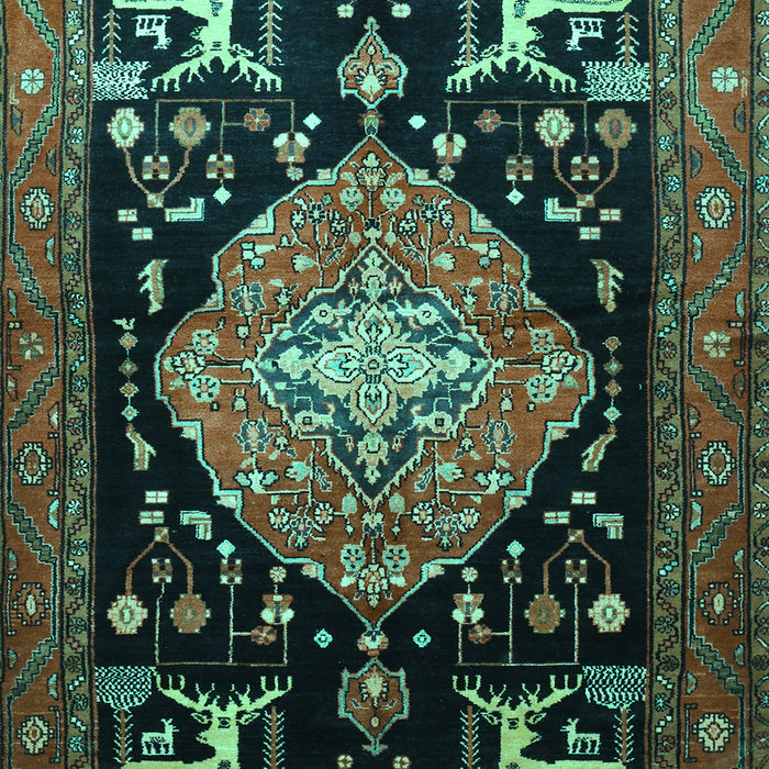 Machine Washable Animal Turquoise Traditional Area Rugs, wshtr1110turq
