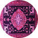 Round Animal Pink Traditional Rug, tr1110pnk