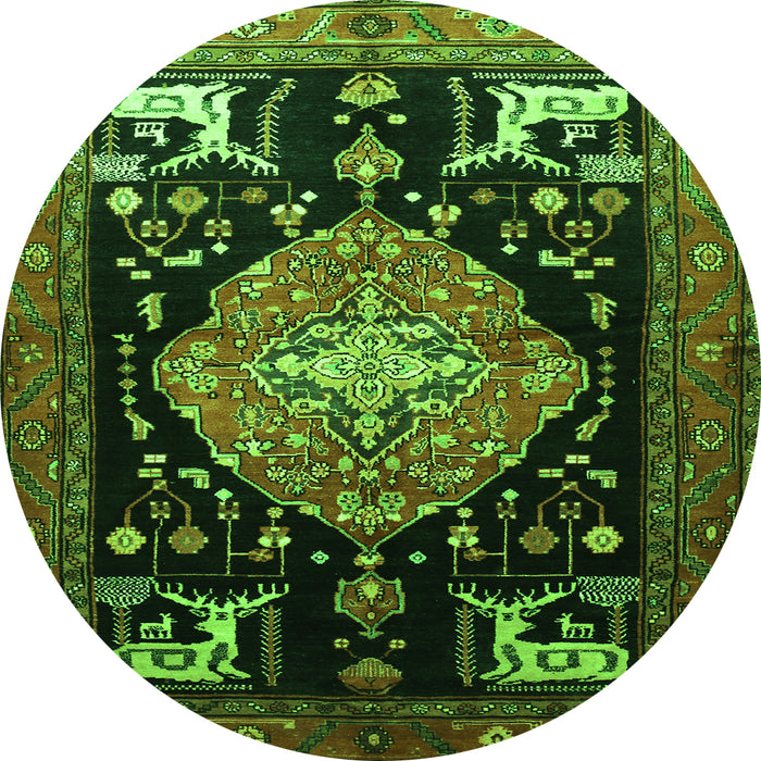 Machine Washable Animal Green Traditional Area Rugs, wshtr1110grn