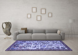 Machine Washable Animal Blue Traditional Rug in a Living Room, wshtr1111blu