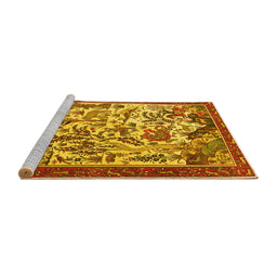 Sideview of Machine Washable Animal Yellow Traditional Rug, wshtr1111yw