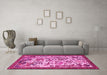 Machine Washable Animal Pink Traditional Rug in a Living Room, wshtr1111pnk