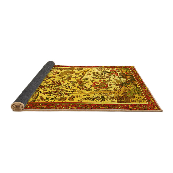 Sideview of Animal Yellow Traditional Rug, tr1111yw