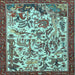 Square Machine Washable Animal Light Blue Traditional Rug, wshtr1111lblu