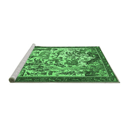 Sideview of Machine Washable Animal Emerald Green Traditional Area Rugs, wshtr1111emgrn