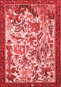 Animal Red Traditional Rug, tr1111red