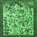 Square Machine Washable Animal Emerald Green Traditional Area Rugs, wshtr1111emgrn