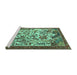 Sideview of Machine Washable Animal Turquoise Traditional Area Rugs, wshtr1111turq