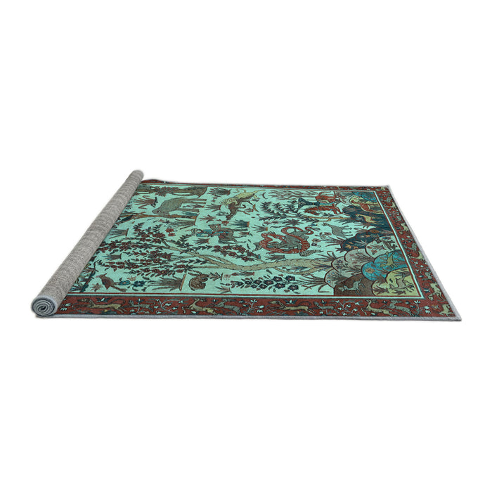 Sideview of Machine Washable Animal Light Blue Traditional Rug, wshtr1111lblu