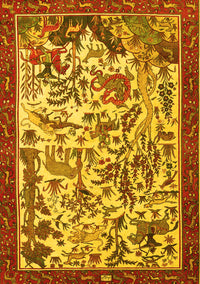 Animal Yellow Traditional Rug, tr1111yw