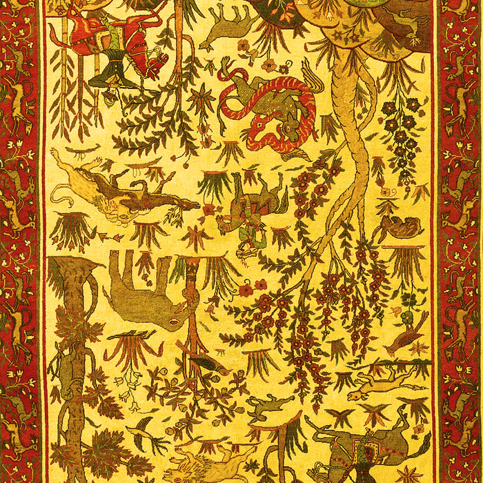 Animal Yellow Traditional Rug, tr1111yw
