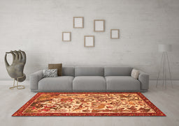 Machine Washable Animal Orange Traditional Area Rugs in a Living Room, wshtr1111org