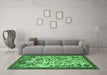 Machine Washable Animal Emerald Green Traditional Area Rugs in a Living Room,, wshtr1111emgrn