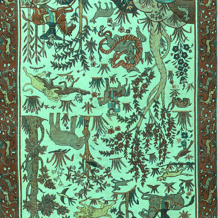 Machine Washable Animal Turquoise Traditional Area Rugs, wshtr1111turq