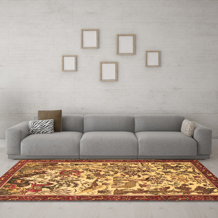 Machine Washable Animal Brown Traditional Rug in a Living Room,, wshtr1111brn