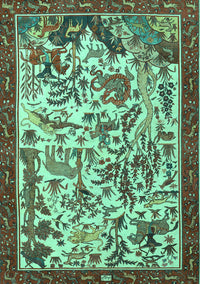 Animal Turquoise Traditional Rug, tr1111turq