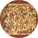 Round Animal Brown Traditional Rug, tr1111brn