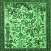 Square Animal Emerald Green Traditional Rug, tr1111emgrn