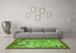 Machine Washable Animal Green Traditional Area Rugs in a Living Room,, wshtr1111grn