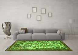 Machine Washable Animal Green Traditional Area Rugs in a Living Room,, wshtr1111grn