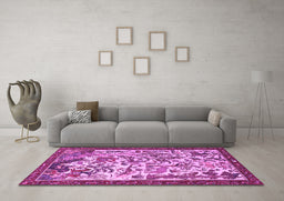 Machine Washable Animal Purple Traditional Area Rugs in a Living Room, wshtr1111pur