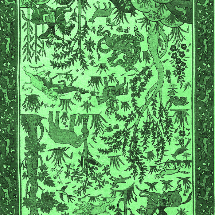 Machine Washable Animal Emerald Green Traditional Area Rugs, wshtr1111emgrn