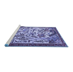 Sideview of Machine Washable Animal Blue Traditional Rug, wshtr1111blu