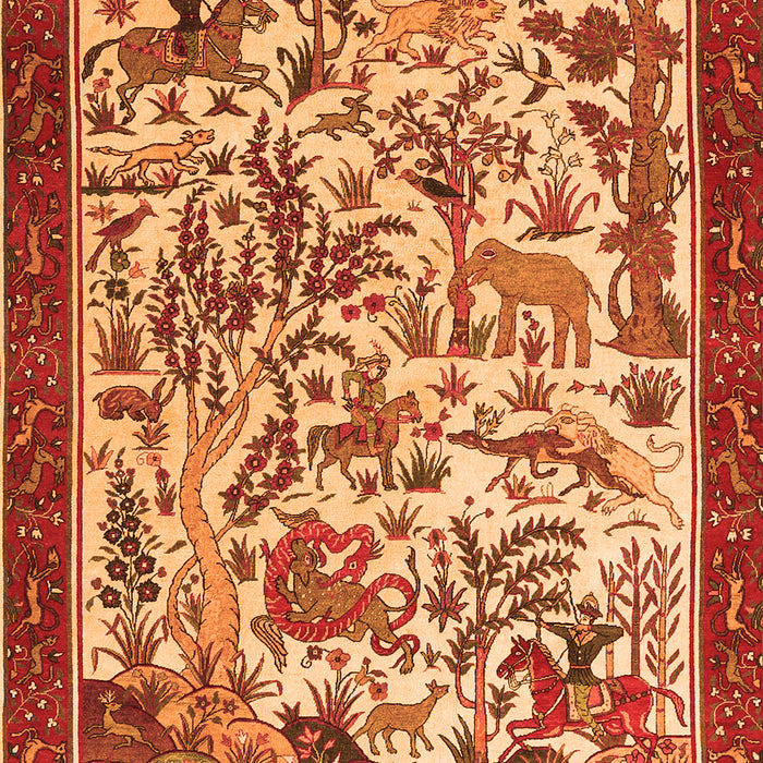 Serging Thickness of Machine Washable Animal Orange Traditional Area Rugs, wshtr1111org