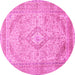 Round Medallion Pink Traditional Rug, tr1112pnk