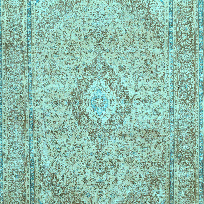 Machine Washable Medallion Light Blue Traditional Rug, wshtr1112lblu