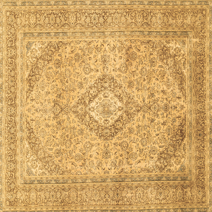 Square Machine Washable Medallion Brown Traditional Rug, wshtr1112brn