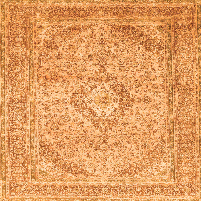Serging Thickness of Medallion Orange Traditional Rug, tr1112org