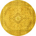 Round Medallion Yellow Traditional Rug, tr1112yw